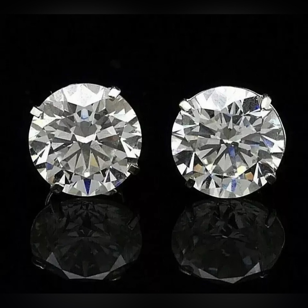 COPY - 8 Ct Round Cut VVS1/D GRA Certified Moissanite Stud Earrings 14k White G…